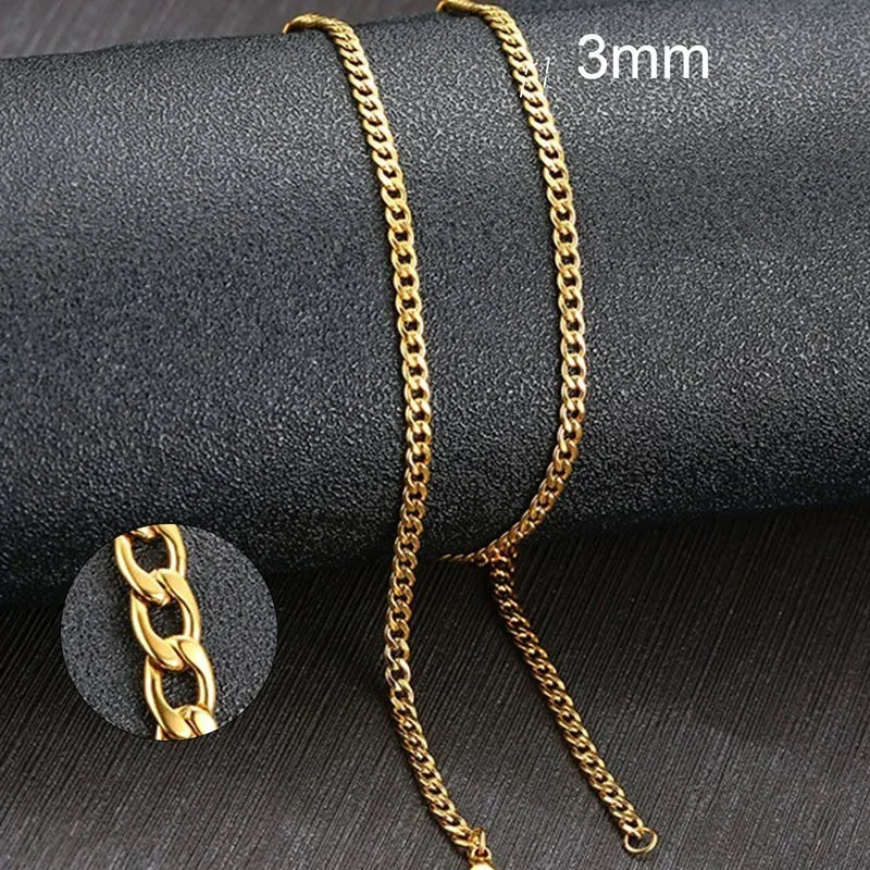 Vnox Men's Cuban Link Chain Necklace Stainless Steel Black Gold Color Male Choker colar Jewelry Gifts for - Visuel 18 | SAMAG