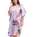 High Quality Chinese Women Silk Home Dress Robe Summer Lounge Nightshirt Short Sleeve Sleepwear Nightgown Plus Size 6XL A-073