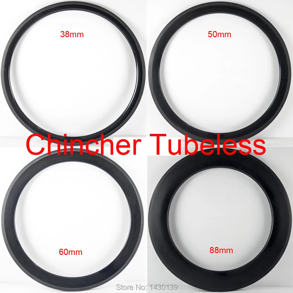 Full Carbon Fiber Bicycle Wheels Clincher Tubeless Carbon Rim 38 50 60 88mm 700C 25mm width Road Bike 3K UD Brand New U shape