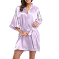 RB030 Sexy Large Size Satin Night Robe Lace Bathrobe | SAMAG