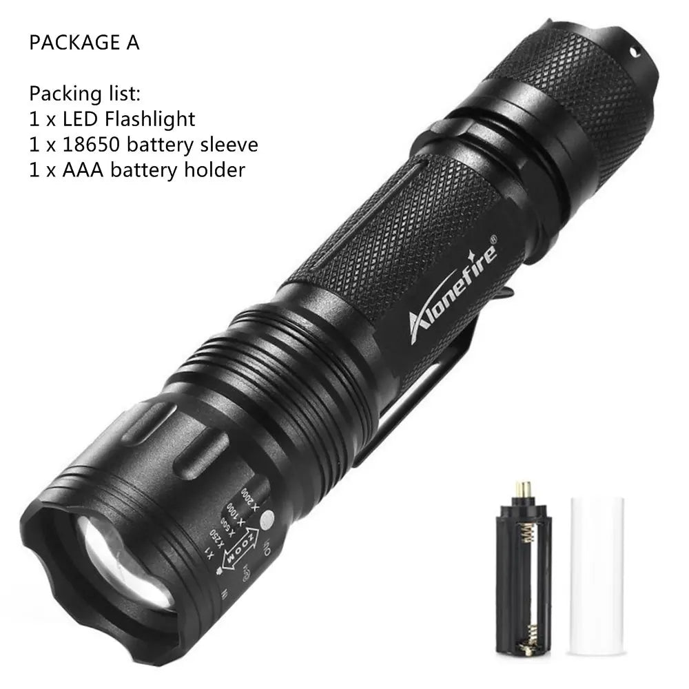 AloneFire TK105 high power led flashlight XP-L V6 Zoomable waterproof Working patrol handlight Travel hike mountaineer torch