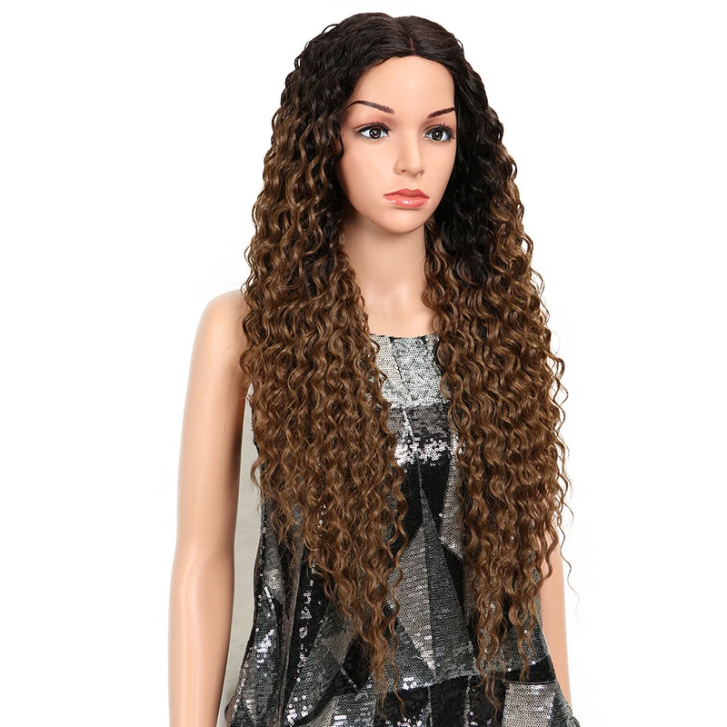 Magic Synthetic Lace Wig Wave Wigs Omber Blonde Wig High Temperature Fiber Curly Hair Wigs For Women Cosplay Lace Front Wig