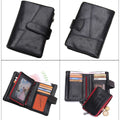 CONTACT'S Genuine Crazy Horse Cowhide Leather Men Wallets  Fashion Purse With Card Holder Vintage Long Wallet Clutch Wrist Bag