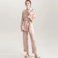 SuyaDream Women Silk Pajama Sets 100%REAL SILK SATIN Robes and Pants 2022 New Spring Sleepwear Pink
