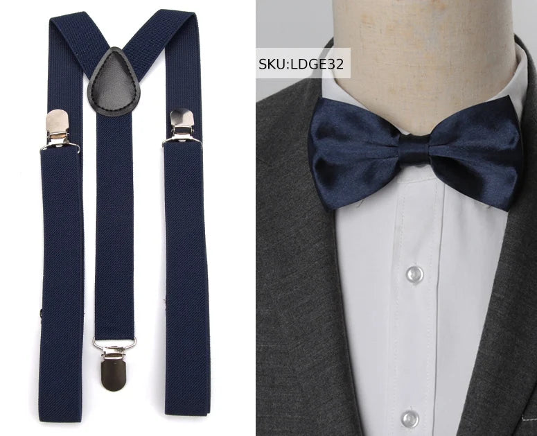 Suspenders Bow Tie Set Men Fashion Suspensorio for Man Boy Women Bowtie Braces Trousers Tirantes Wedding - Visuel 26 | SAMAG