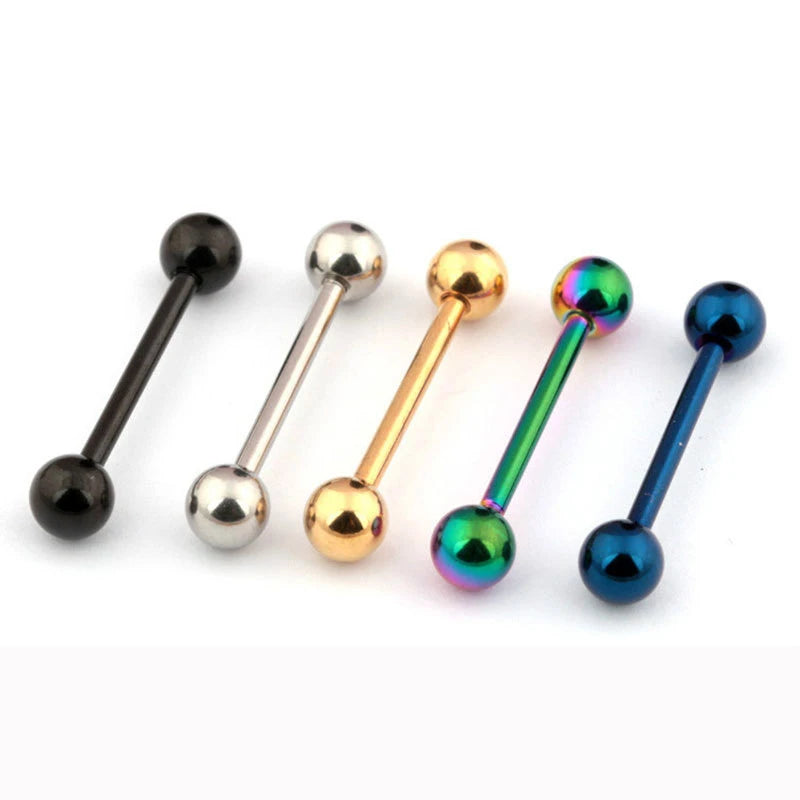 2 Pcs Tongue Piercing Titanium Plated Piercing Tongue Rings Bars Girls 14G Tongue Piercing Industrial Barbells Quality Body Ring