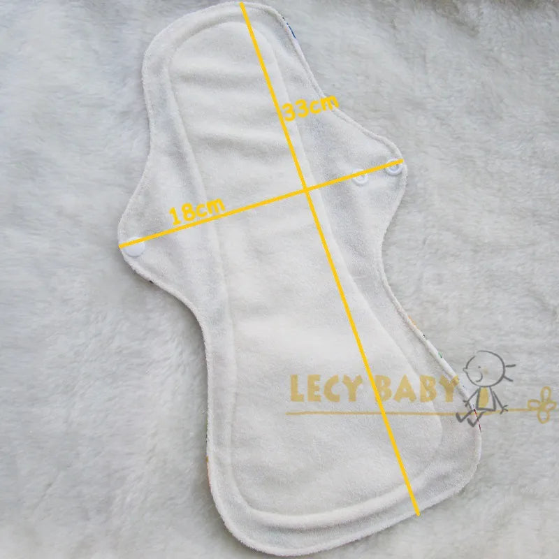 Reusable Menstrual Pads for Women, Heavy Flow, Bamboo Washable Sanitary Napkins, Printed Night Use, Breathable, 1Pc Size 13"