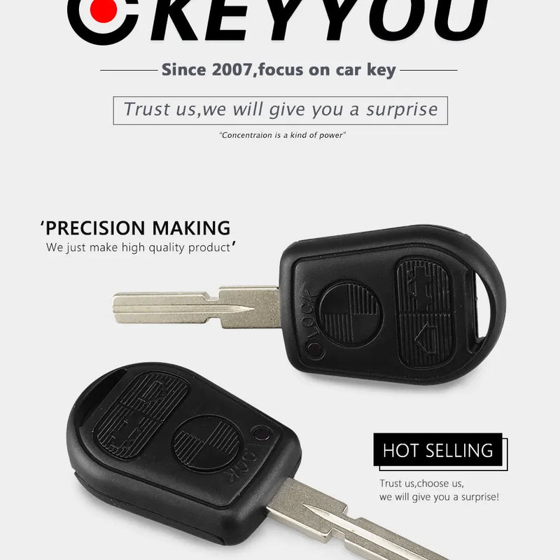 KEYYOU 3 Button Uncut Blade Car Key Replacement Remote Key Case Shell for BMW E31 E32 E34 E36 E38 E39 E46 Z3 Fob Uncut key case