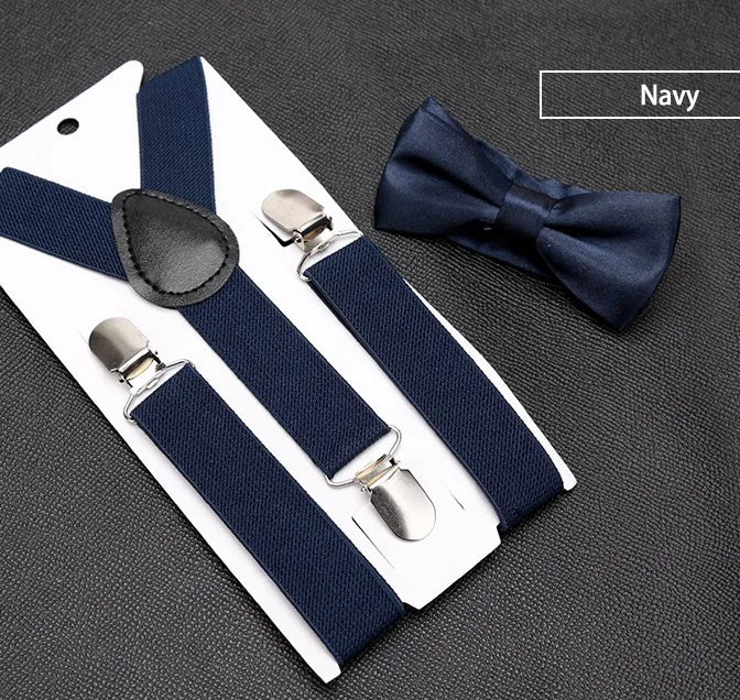 Kids Suspenders with Bowtie Fashion Children Bow Tie Set Boys Braces Girls Adjustable Baby Wedding - Visuel 23 | SAMAG