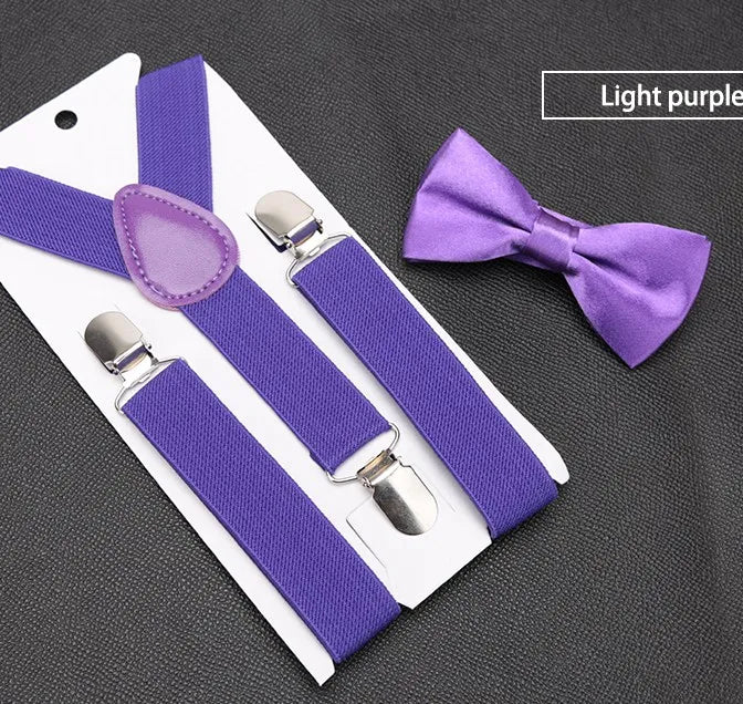 Kids Suspenders with Bowtie Fashion Children Bow Tie Set Boys Braces Girls Adjustable Baby Wedding - Visuel 11 | SAMAG
