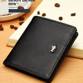 BISON DENIM Fashion Purse Men's Genuine Leather Wallet RFID Blocking Mini Wallet Male Card Holder Small Zipper Coin Purse W9317