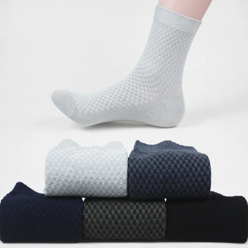 New Bamboo Fiber Men Socks Classic Deodorant Business Brand Crew Socks Men High Quality Casual Compression Socks 5pairs / lot