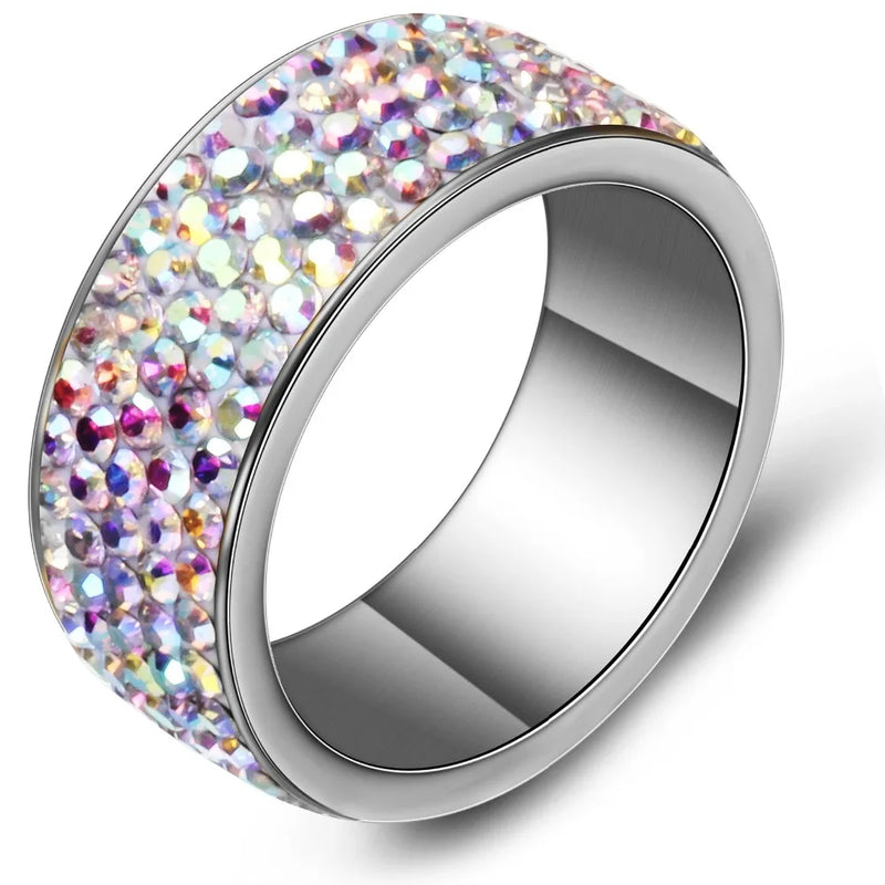 High Quality New arrival Fashion gift Charm Party New arrival rhinestone wedding jewelry Stainless Steel CZ Crystal Rings