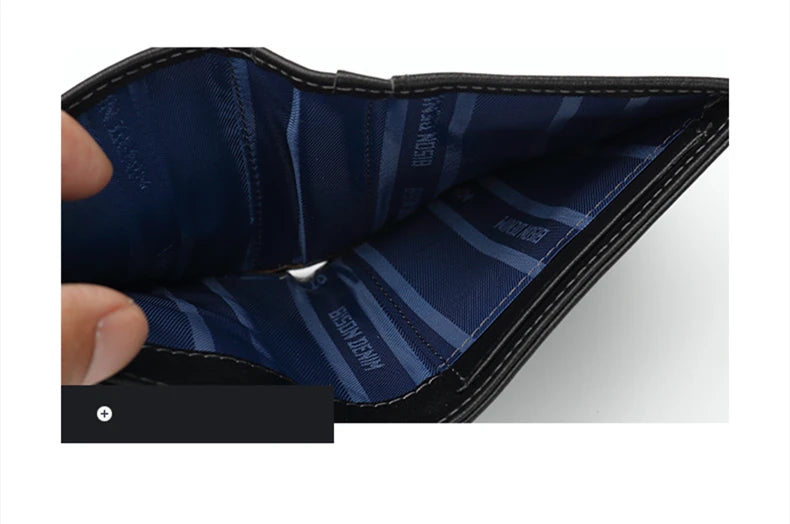 BISON DENIM Fashion Purse Men's Genuine Leather Wallet RFID Blocking Mini Wallet Male Card Holder Small Zipper Coin Purse W9317