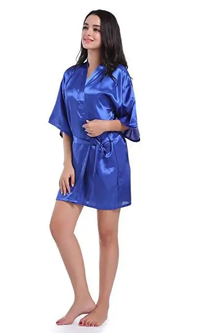 RB030 Sexy Large Size Satin Night Robe Lace Bathrobe | SAMAG