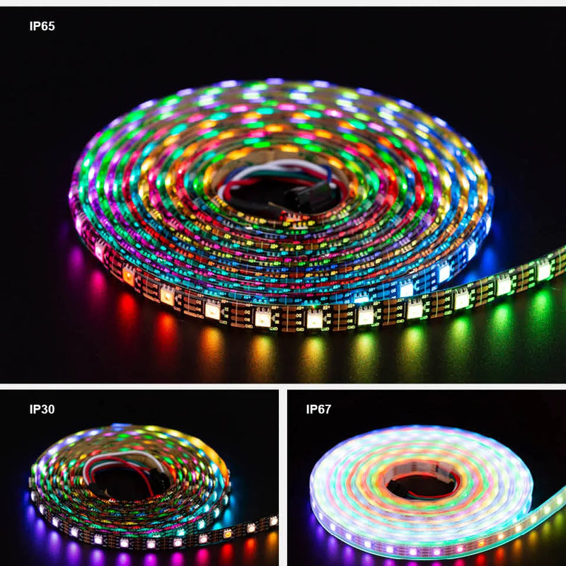 WS2813 Led Strip Light Dual Signal Individually Addressable 1m 4m 5m 30 60 100 144 LEDs WS2812B Updated Black White PCB DC5V