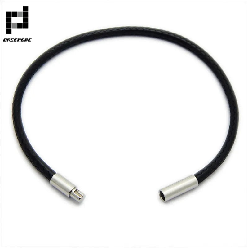 1.5/2/3mm Black Red Bracelet Stainless Steel Clasp For Women Man Couple Leather String Homme Hand Thread Male Jewelry Trending