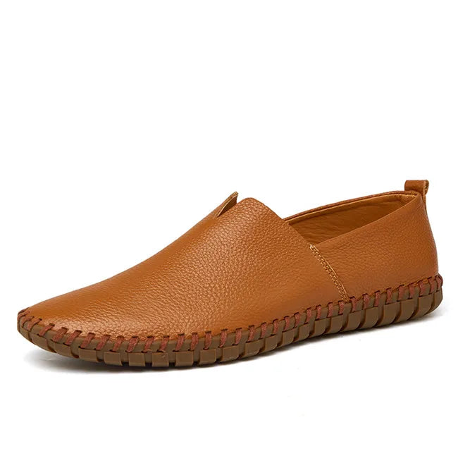 MIXIDELAI Genuine Cow Leather Mens Loafers Fashion Handmade Moccasins Soft Leather Blue Slip On Men's Boat Shoe PLUS SIZE 38~47