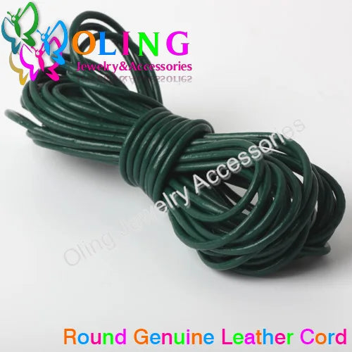 OlingArt 2mm 5M/Lot Craft Color Round Genuine Leather Cord Golden Silver DIY Necklace Bracelet Earrings Choker Jewelry Making