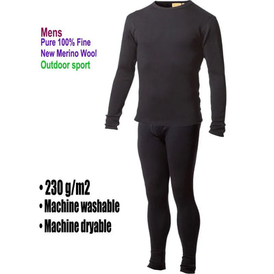 Men's male 100% Pure Merino Wool Winter Base Layer | SAMAG