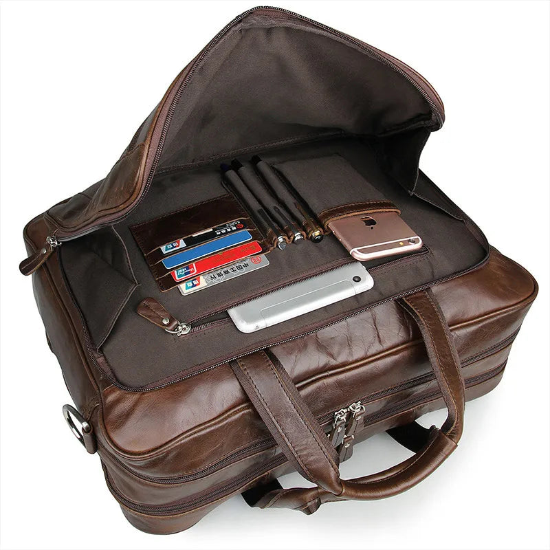 LACHIOUR Genuine Leather Men Bag Vintage Totes Handbags Brand Fashion Male Messenger Bags Briefcase Men's Travel Shoulder Bags