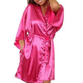 New Black Chinese Women's Faux Silk Robe Bath Gown Hot Sale Kimono Yukata Bathrobe Solid Color Sleepwear S M L XL XXL NB032