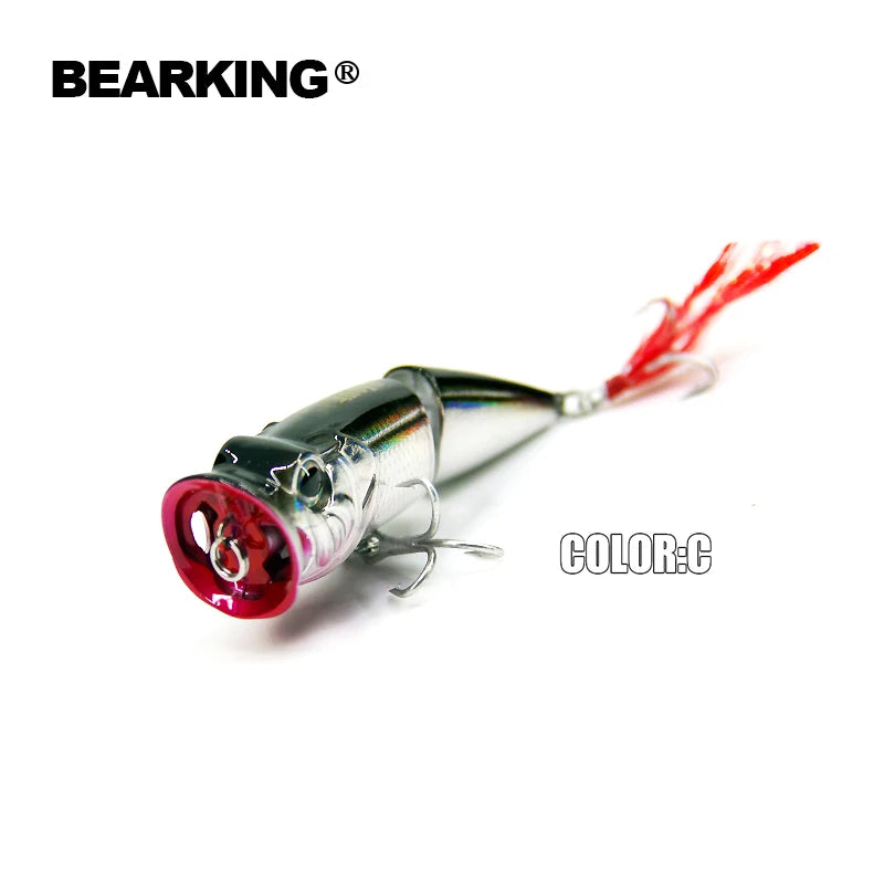 BEARKING Hot Model Retail  fishing lures,hard bait assorted colors, popper 70mm 11g, Floating topwater baits