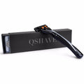 Qshave Black Spider New 6 Blade Razor Shaver for Man (1pc Handle, 2pc Germany X6 Blade)