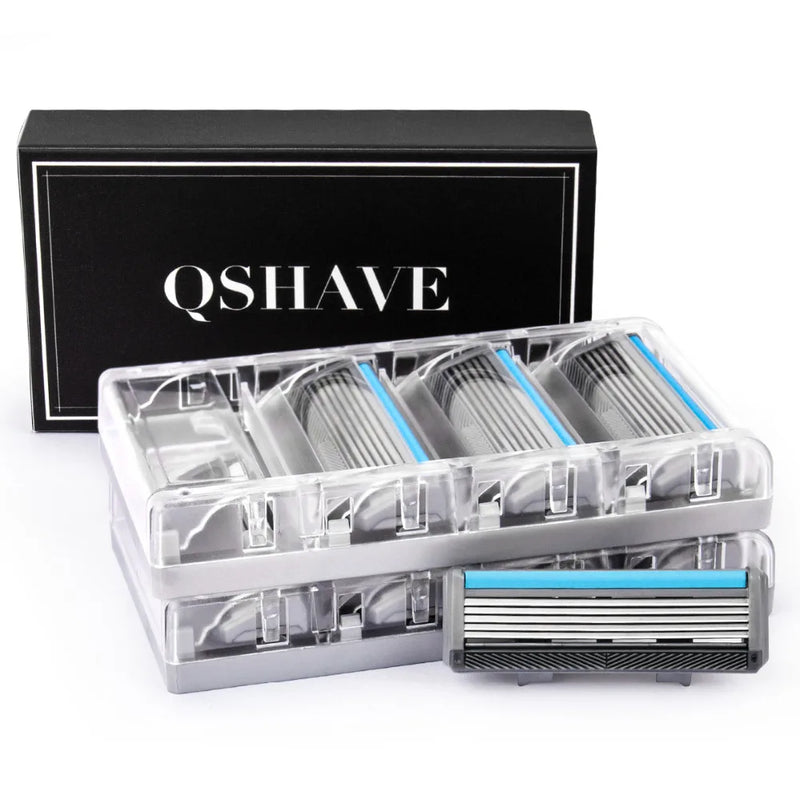 Qshave Black Spider Man Manual Shaving Razor Germany X5 Blade with Trimmer Blade, 4 & 8 &16 Cartridges Choice