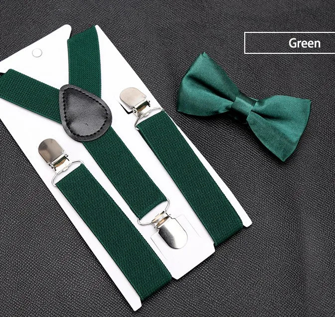 Kids Suspenders with Bowtie Fashion Children Bow Tie Set Boys Braces Girls Adjustable Baby Wedding - Visuel 9 | SAMAG