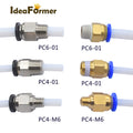 5Pcs/Lot 3D Printer Blue/Black Pneumatic Connector Thread M6/M10 Quick Jointer for 1.75/3.0mm Filament Feeder Pipe Push Parts.