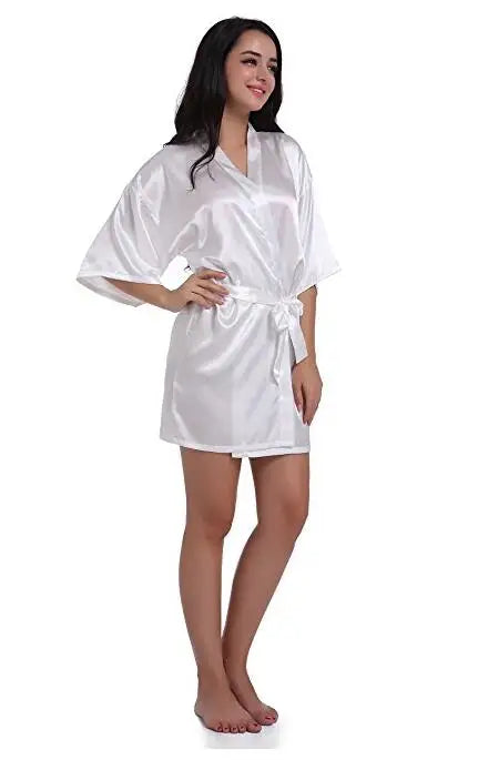 RB030 Sexy Large Size Satin Night Robe Lace Bathrobe | SAMAG