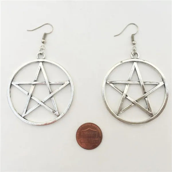 imixlot Big Round Pentagram Star Earrings Gothic Ear Hook Drop Earrings For Women Pendientes Fashion Jewelry