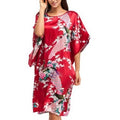 High Quality Chinese Women Silk Home Dress Robe Summer Lounge Nightshirt Short Sleeve Sleepwear Nightgown Plus Size 6XL A-073