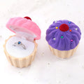 1 Piece Lovely Cake Gift Box Holder Jewelry Box Case Velvet Wedding Ring Box for Earrings Necklace Display & Packaging 2 Colors