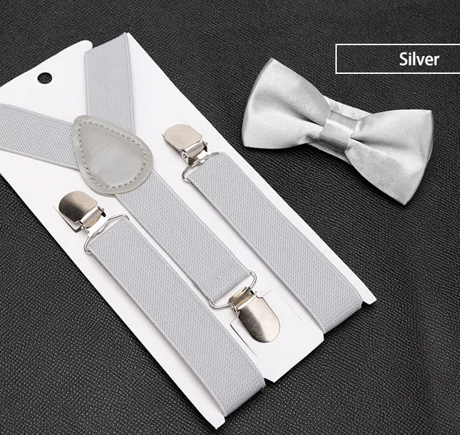 Kids Suspenders with Bowtie Fashion Children Bow Tie Set Boys Braces Girls Adjustable Baby Wedding - Visuel 15 | SAMAG
