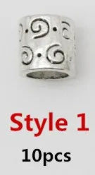10pcs/pack Antique Silver different 10 styles hair braid dread dreadlock beads rings tube approx 5.9-6.4mm inner hole jewelry