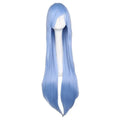 QQXCAIW Women Men Long Straight Cosplay Wig Party Light Blue 40'' 100 Cm Heat Resistant Synthetic Hair Wigs