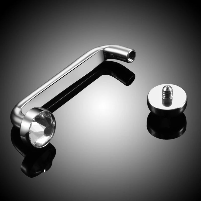 1PC G23 Titanium Internally Thread Crystal Gem Surface Barbell Piercing 14G CZ Micro Dermal Anchor Piercings Body Jewelry