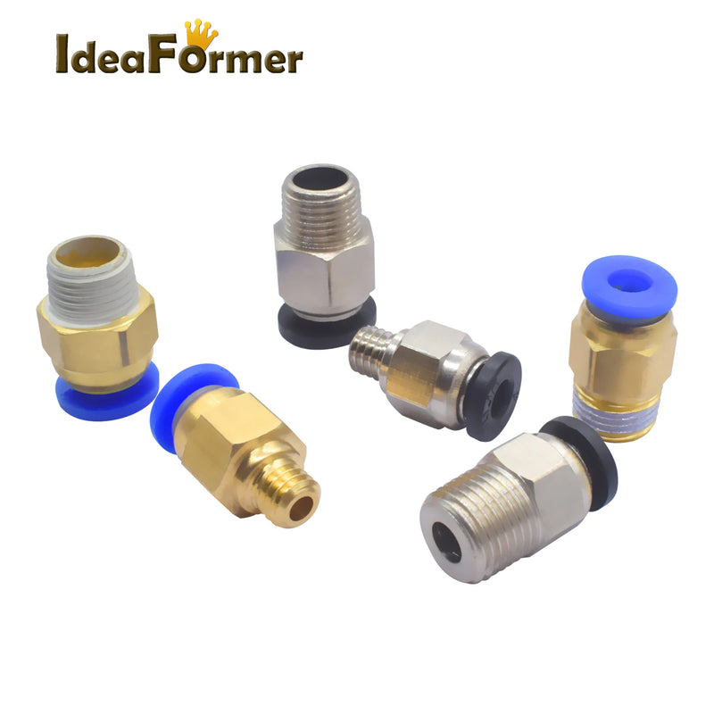 5Pcs/Lot 3D Printer Blue/Black Pneumatic Connector Thread M6/M10 Quick Jointer for 1.75/3.0mm Filament Feeder Pipe Push Parts.