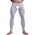 Sexy Men See-through Pants silky Tights Milk Fiber Leggings Trousers Long Johns Underwear U Convex Pocket Mens Wrestling Singlet