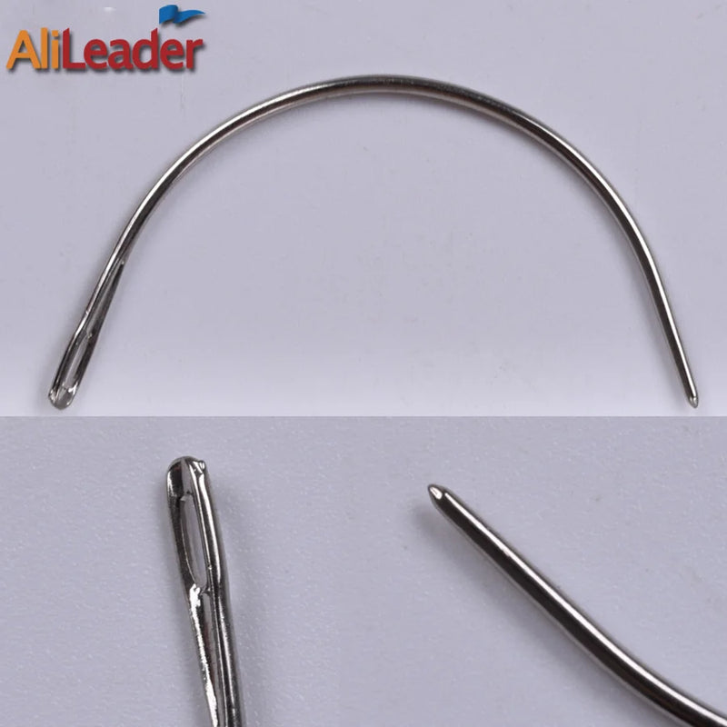 Alileader Wholesale Curved Needle For Hair Weaving Cap Wigs Needles For Hair Extension 12Pcs/Pack 6Cm/9Cm C-Type Needles Tools