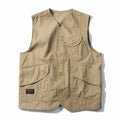 Men Vests Men's Summer Sleeveless Multi-pocket Vest Vintage Casual Wear Cotton Short Vest Safari Style Vest Coat Waistcoat Male