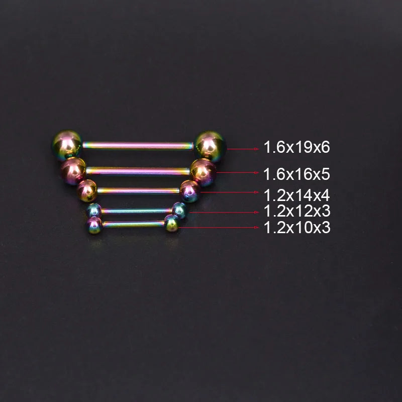 2 Pcs Tongue Piercing Titanium Plated Piercing Tongue Rings Bars Girls 14G Tongue Piercing Industrial Barbells Quality Body Ring