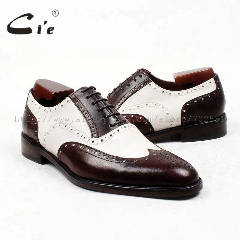 cie round toe brown white bespoke men shoe custom handmade 100%genuine calf leather outsole breathable men's oxford shoe ox438