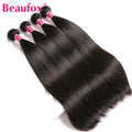 Beaufox Brazilian Hair Weave Bundles Straight Human Hair Bundles Extension Natural/Jet Black Remy 1/3/4 Pc Hair Bundles 8-30 In