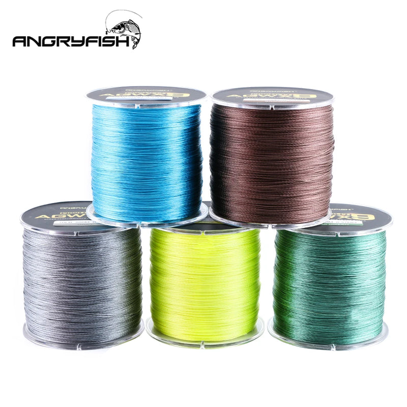 Angryfish 9 Strands Weaves Braided 500M/547YD Fishing Line Super Strong PE Line 15LB-70LB Braided Fishing Thread