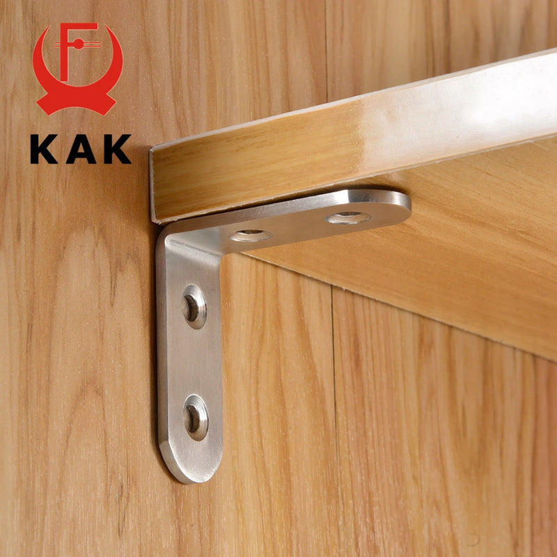 KAK 10PCS Stainless Steel Angle Corner Brackets Fasteners Protector Seven Size Corner Stand Supporting Furniture Hardware