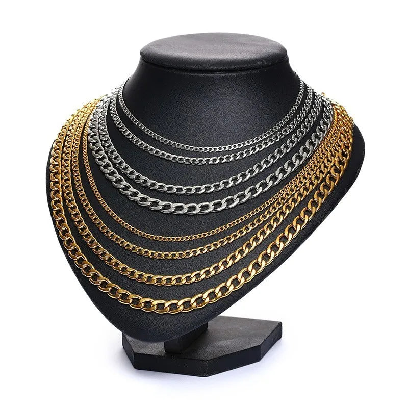 Vnox Men's Cuban Link Chain Necklace Stainless Steel Black Gold Color Male Choker colar Jewelry Gifts for - Visuel 3 | SAMAG