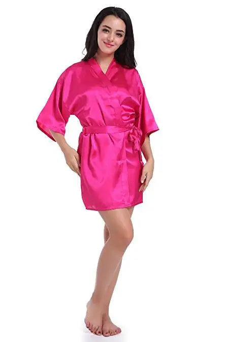 RB030 Sexy Large Size Satin Night Robe Lace Bathrobe | SAMAG